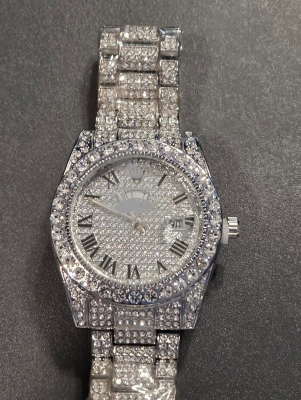 Fully Iced Out UNBRANDED VVS Moissanite Diamond Stainless Steel Watch 38MM - Picture 3 of 8